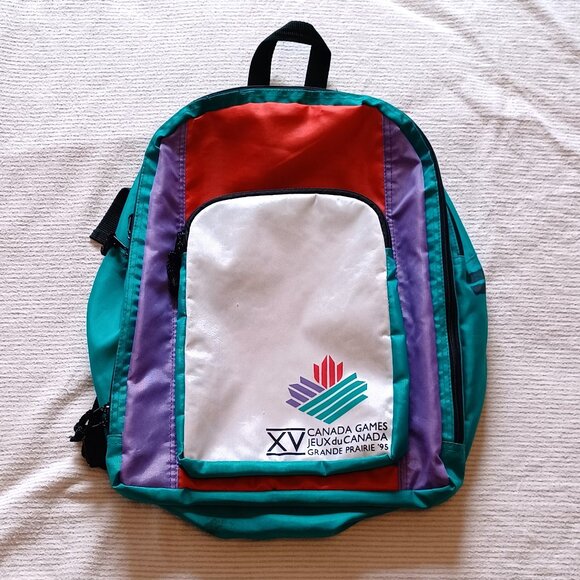 Vintage 1995 Canada Games XV Grande Prairie Alberta Backpack Book Bag - Picture 1 of 14